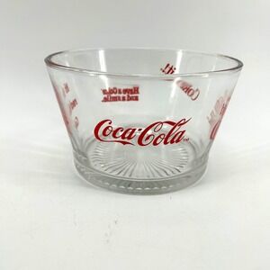 Coca-Cola Vintage Glass Candy Popcorn Bowl Red It's the Real Thing Coke Is It